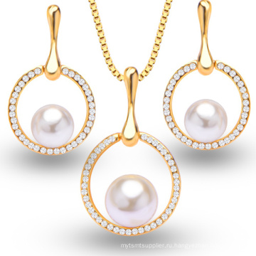 18k Gold Dimond Jewelry Set Pearl 925 Sterling Silver